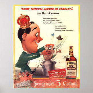 Póster Revista publicitaria de 5 coronas de Seagram
