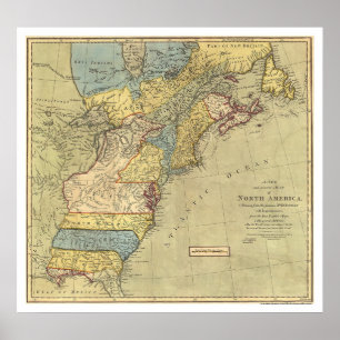 Póster Revolutionary America Map 1771