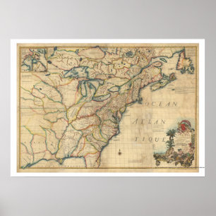 Póster Revolutionary America Map - 1777