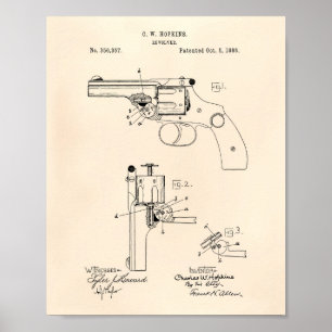 Póster Revolver 1886 Patente Art Old Peper