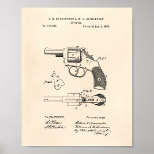 Póster Revolver 1887 Patente Art Old Peper