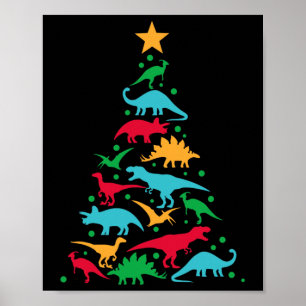 Póster Rex árbol dinosaurio dino Navidad árbol de Navidad