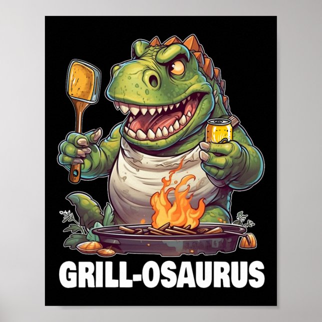 Póster Rex Bbq Dinosaur Funny Fathers Day Grilling (Frente)