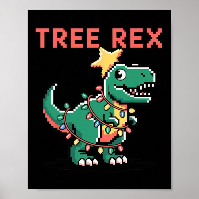 Póster Rex del árbol suéter feo de Navidad Dinosaurio Nav (Frente)