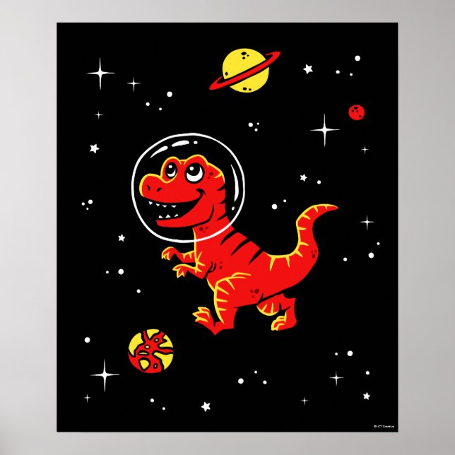 Póster Rex Dinos Del Tirano Rojo En El Espacio (Frente)