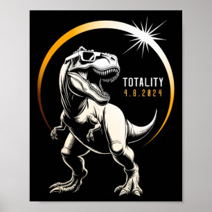 Póster Rex Eclipse solar total 2024 Dinosaurio Abril 8 Ho