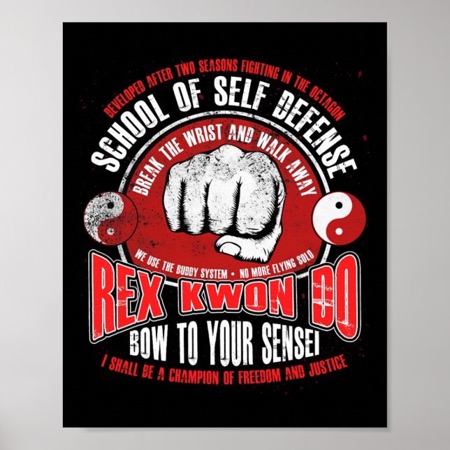 Póster Rex Kwon Do Funny Karate Martial Arts Retro (Frente)