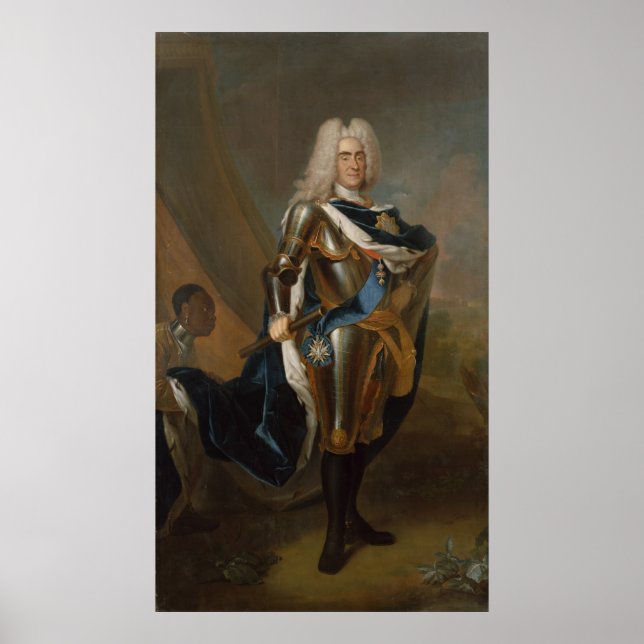 Póster Rey Agustus II de Polonia, antes de 1730 (Frente)