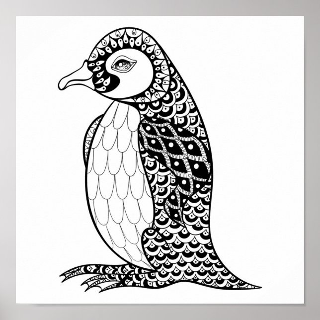 Póster Rey artístico Pingüino Zendoodle 2 (Frente)