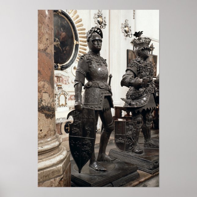 Póster Rey Arturo, estatua de la tumba de Maximilian (Frente)