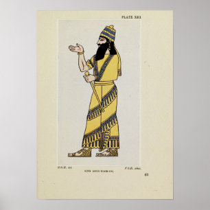 Póster Rey Assur-Nasir-Pal Vestimenta Asiriana Antigua
