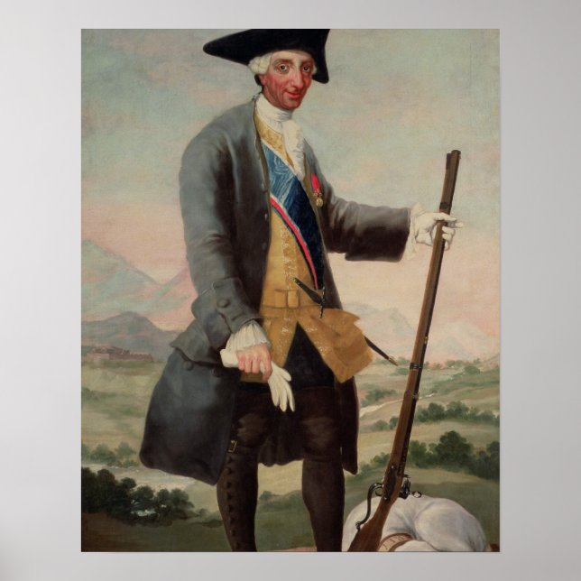 Póster Rey Carlos III (1716-88) como cazador, 1786/88 (Frente)