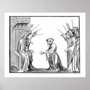 Póster Rey Charlemagne (742-814) que recibe el juramento 