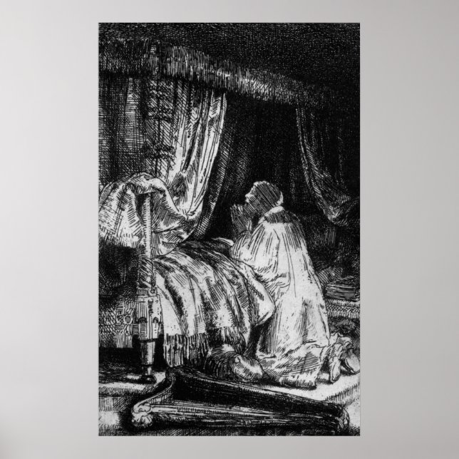 Póster Rey David en oración, 1652 (Frente)