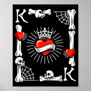 Póster Rey De Corazones Traje De Cartas Divertido Hallowe