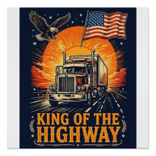 Póster Rey De La Carretera Camionero Papá Camión Semirrem