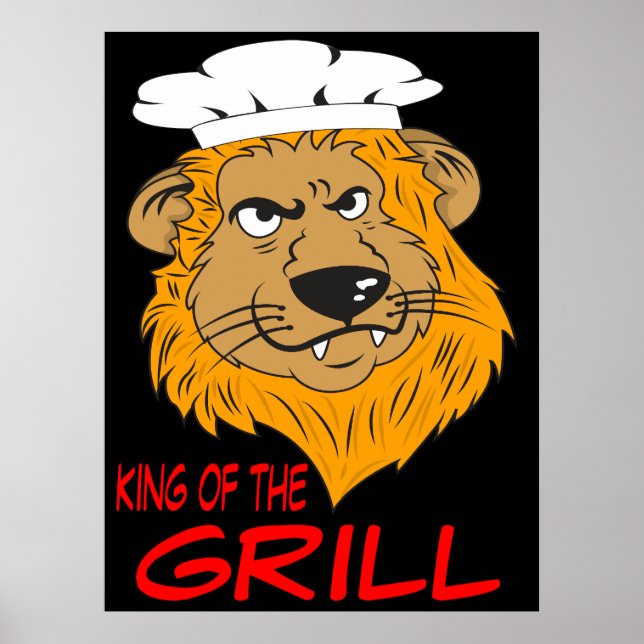 Póster Rey de la Parrilla, Cabeza de León Enojado, Divert (Frente)