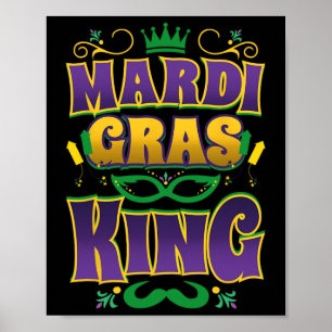 Póster Rey de Mardi Gras Desfile Divertido Carnaval de Ma