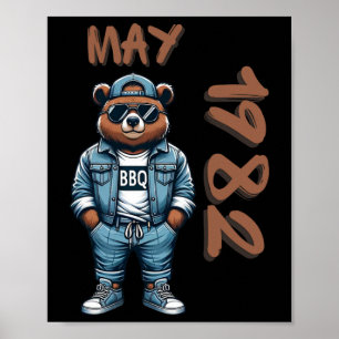 Póster Rey de Mayo Maestro de la Parrilla Oso Amante del 