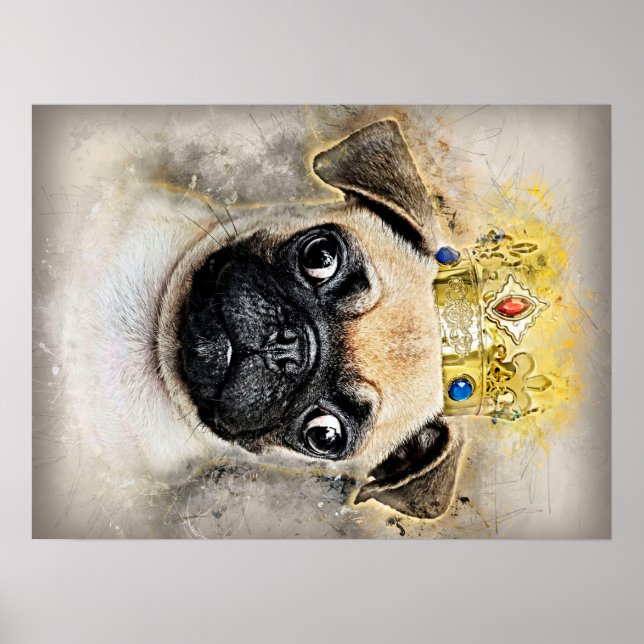 Póster Rey De Perros De Pug, Perro Gracioso, Regalo De Am (Frente)