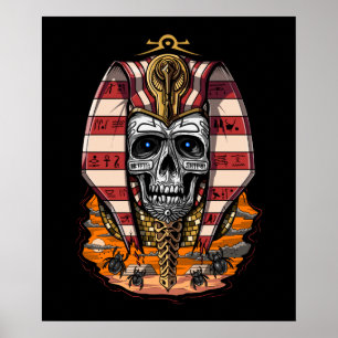 Póster Rey egipcio Pharaoh Skull Ancient Mythology