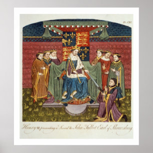 Póster Rey Henry VI (1421-71) que presenta una espada a