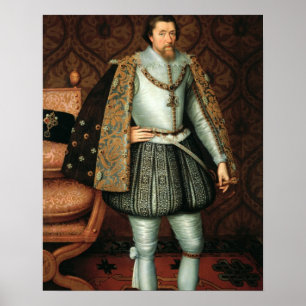 Póster Rey James I de Inglaterra (1566-1625) (aceite sobr