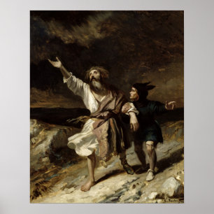 Póster Rey Lear y el tonto en la tormenta
