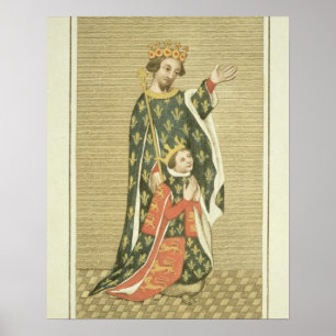 Póster Rey Richard II (1367-1400) con su padre Edward