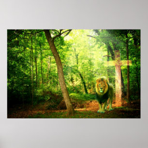 Póster Rey triunfante (arte cristiano león)