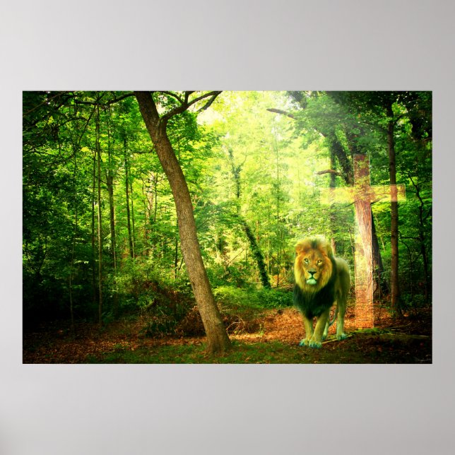 Póster Rey triunfante (arte cristiano león) (Frente)