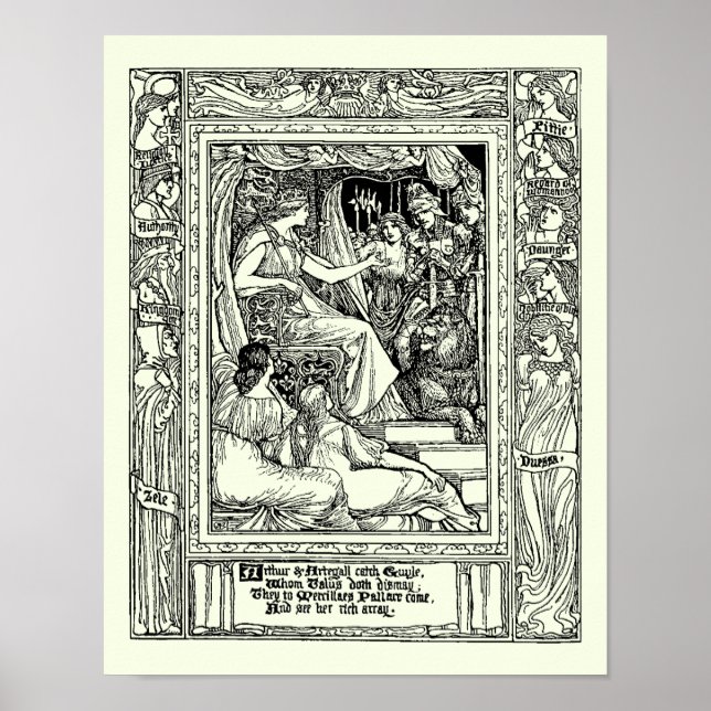 Póster Rey Viejo Arthur por Walter Crane (Frente)