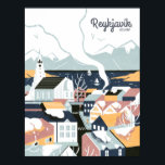 Póster Reykjavik, Poster de Viajes Vintage de Islandia<br><div class="desc">Reykjavik, Poster de Viajes Vintage de Islandia</div>
