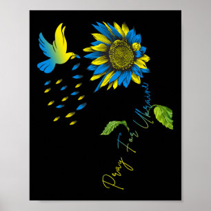 Póster Reza Por Ucrania Girasol Bandera Ucraniana Ucrania