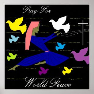 Póster rezar por el poster de la paz mundial