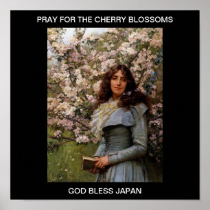 PÓSTER REZAR POR LOS CHERRY BLOSSOMS DIOS BENDIGA A JAPÓN