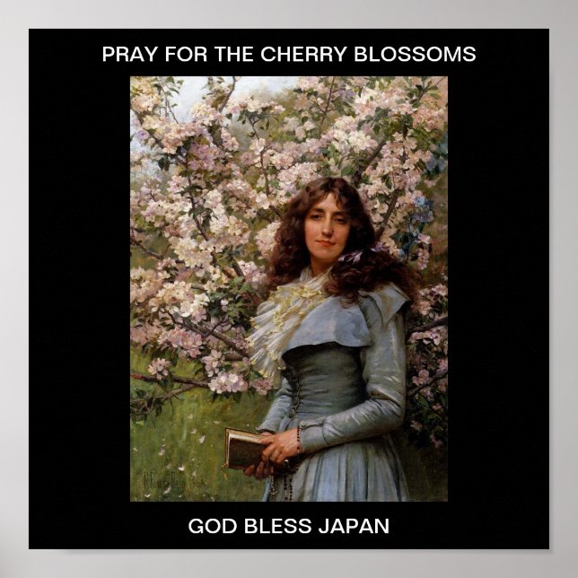 PÓSTER REZAR POR LOS CHERRY BLOSSOMS DIOS BENDIGA A JAPÓN (Frente)