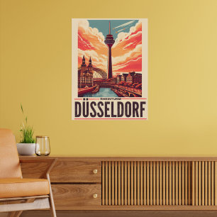 Póster Rhine Tower Dusseldorf Rheinturm regalo alemán