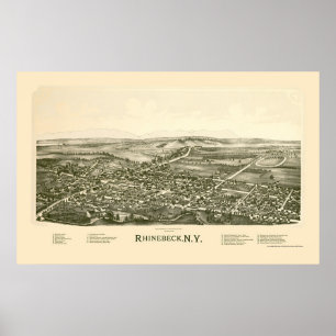 Póster Rhinebeck, Mapa Panorámico NY - 1890