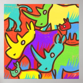 Póster Rhino Graffiti Art Poster