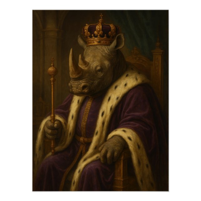 Póster Rhino King | Anthropomorphic Royal Portrait (Anverso)