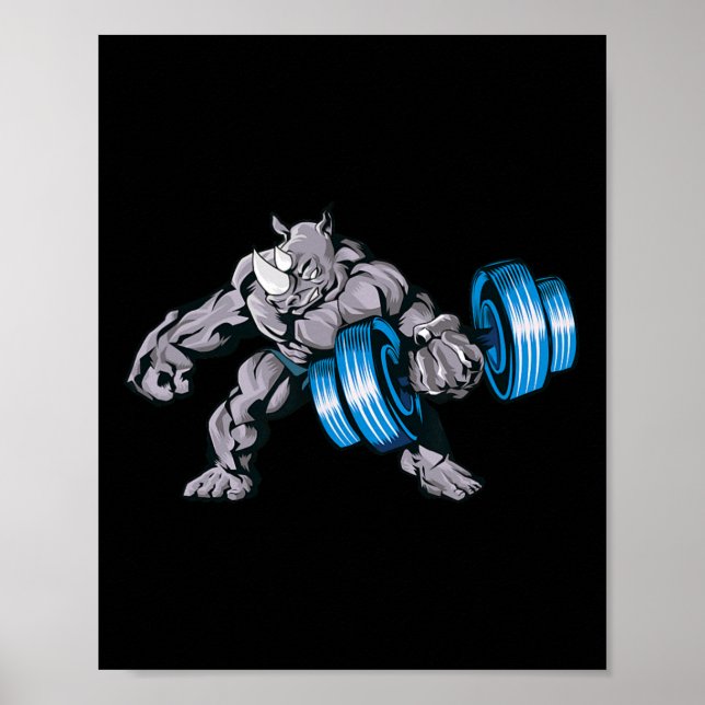 Póster Rhino Lifting Weights Bodybuilding Beast Gym Fitne (Frente)