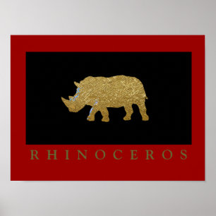 Póster Rhinoceros impresos dorados