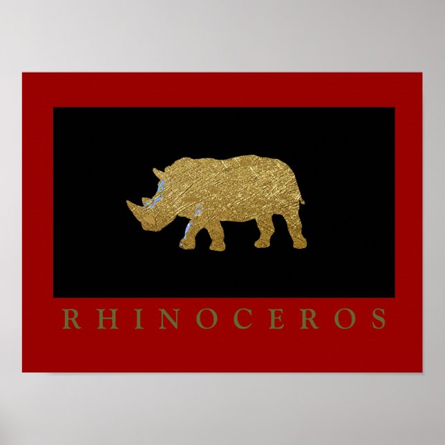 Póster Rhinoceros impresos dorados (Frente)