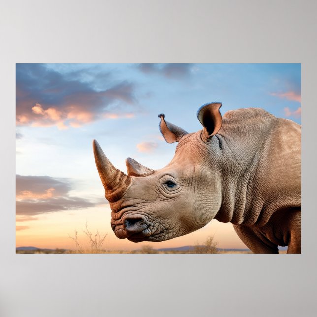 Póster Rhinoceros Naturaleza animal Majestuosa (Frente)