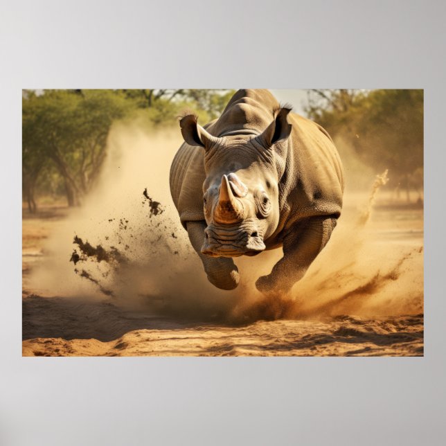 Póster Rhinoceros Naturaleza animal Majestuosa (Frente)