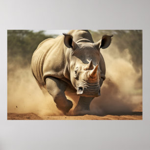Póster Rhinoceros Naturaleza animal Majestuosa