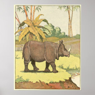 Póster Rhinoceros Story Book Illustrated