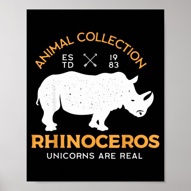Póster Rhinoceros Unicorns Are Real Funny Animal  (Frente)
