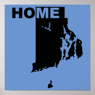 Póster Rhode Island Hogar Lejos Del Rótulo De Poster Esta